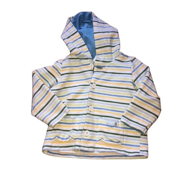Striped Baby Hoodie Jacket 18-24 Months XL Old Navy Cotton Blend Blue & Yellow - Picture 1 of 5